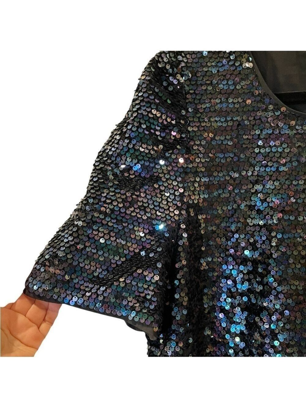 Cece Women’s Iridescent Sequin Mesh Dressy Blouse Top Shirt Dressy Party Size XL - Picture 7 of 7